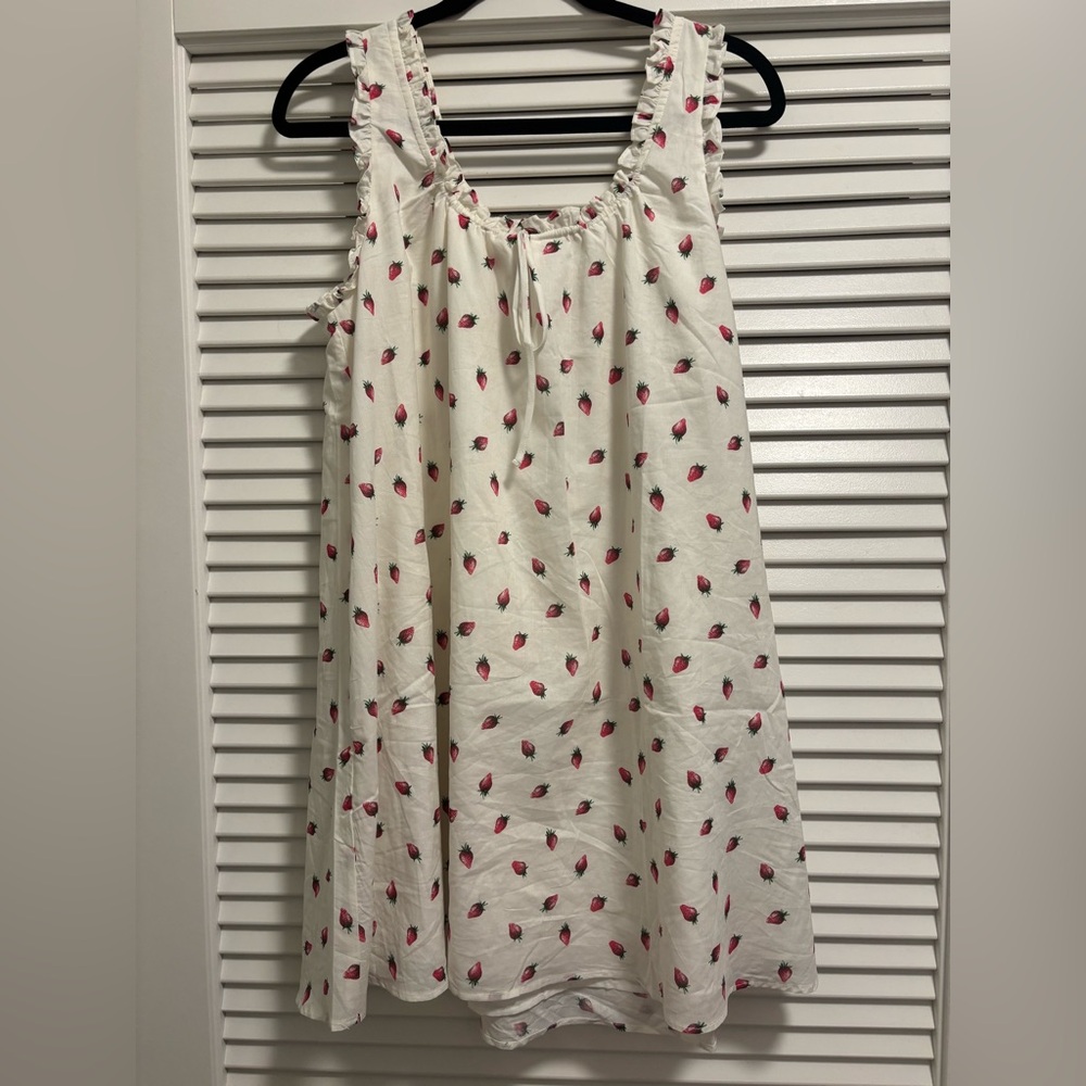 Wayf Ivory Dress with Strawberry Pattern